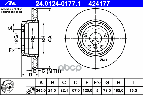 Диск Тормозной Задн, Bmw: 7 740 D/745 I,Li/760 I,Li 01- Ate арт. 24.0124-0177.1