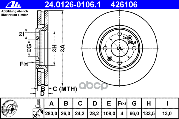Диск Тормозной Передн, Citroen: Xantia 2.0 Turbo/2.1 Turbo D 12V 93-98, Xantia 2.0 Turbo/2.0 I 16V/2.1 Turbo D 12V 98-03, Xan...