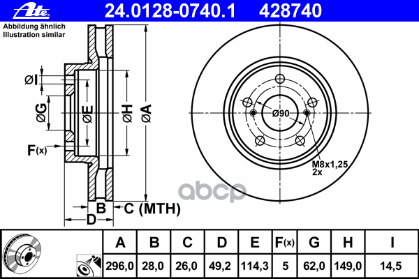 Диск Тормозной Передн, Lexus: Is C 250 09-, Is Ii 200D/220D/250/250/250 Awd 05-, Is Iii 250/300H 13- Ate арт. 24.0128-0740.1