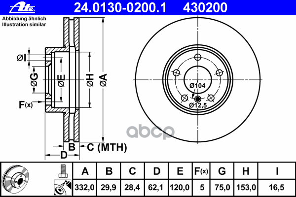 Диск Тормозной Передний С Покрытием Bmw X5-E70/F15 / X6-E71/F16 Ate 24.0130-0200.1 Ate арт. 24.0130-0200.1