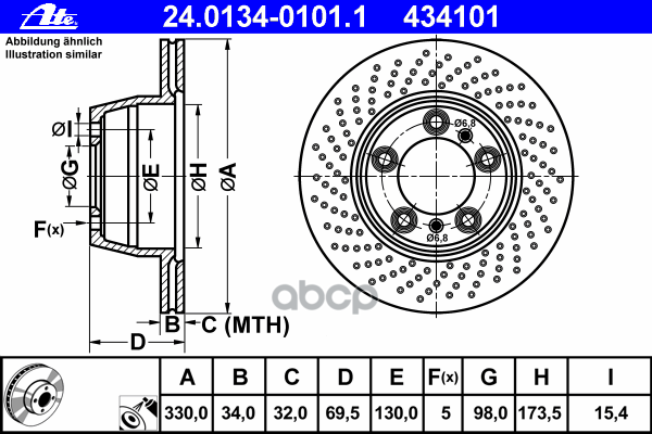 Диск Тормозной 24.0134-0101.1 Ate арт. 24.0134-0101.1