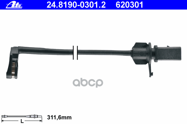 Датчик Износа Тормозных Колодок Audi: A6 10-, A6 Allroad 12-, A6 Avant 11-, A7 Sportback 10-, A8 09-, Q5 08- Ate арт. 24.8190...