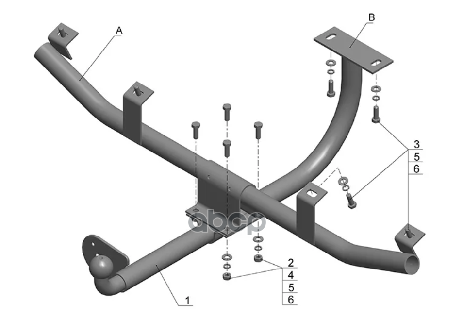 Фаркоп Тип Шара H 2123 Niva Chevrolet Suv 2002-2018 Avtos Vaz-23 AvtoS арт. VAZ-23