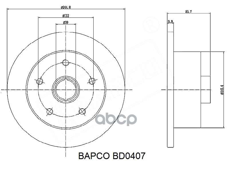 Тормозной Диск Невентилируемый H Bapco Bd0407 BAPCO арт. BD0407