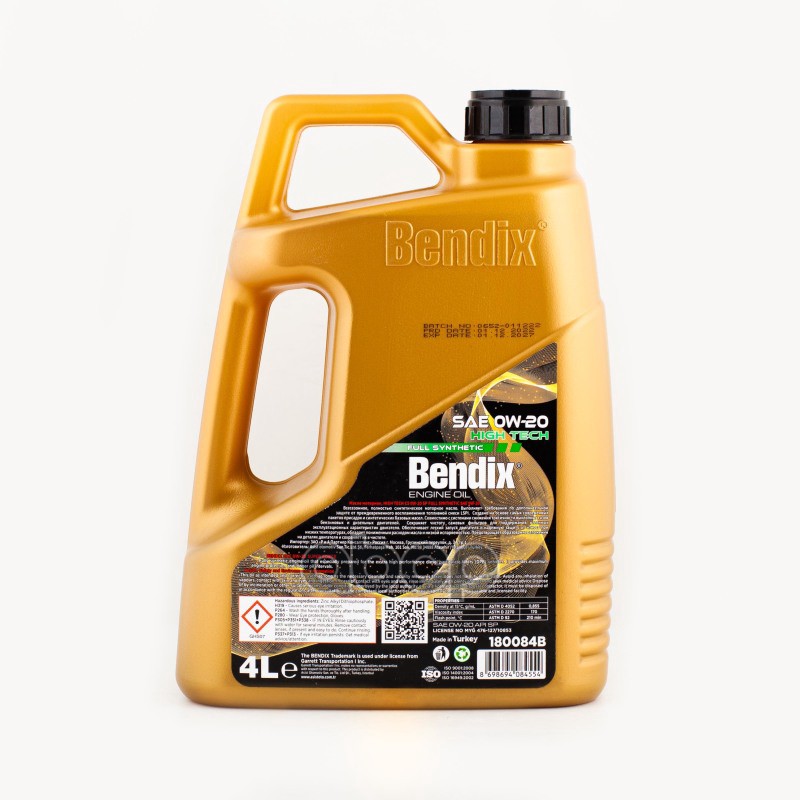BENDIX Масло Моторное 4Л.  Синтетика Bendix High Tech 0W-20 Acea C5 Api Sp Vw 508.00/509.00 Porsche C20 Mb