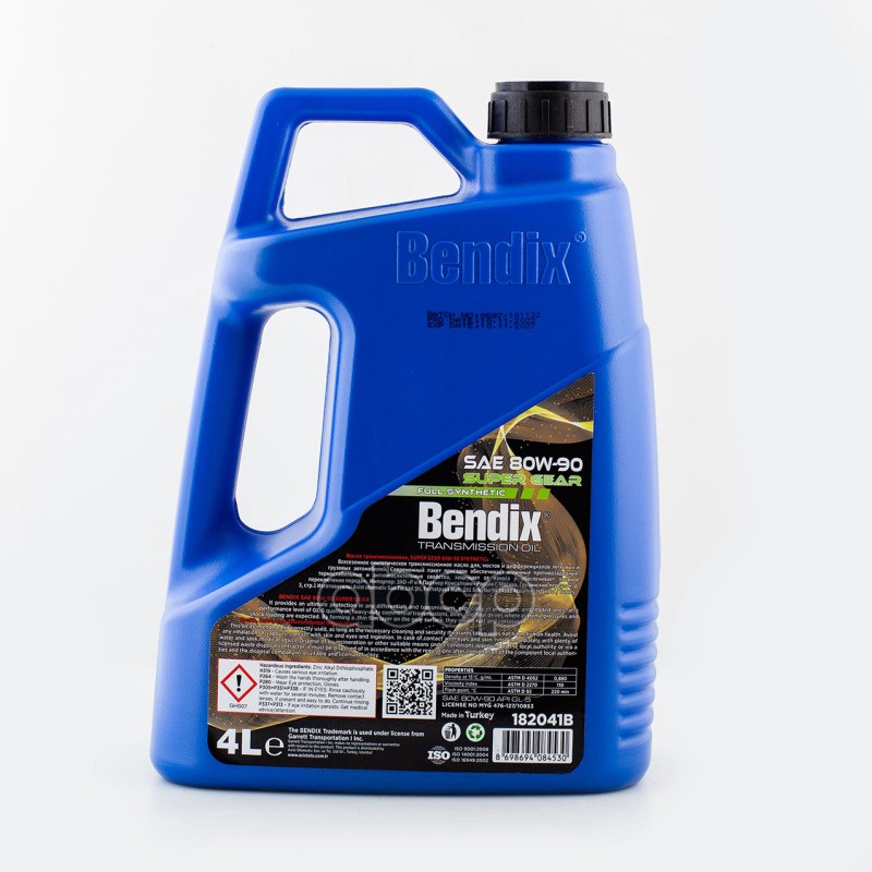 Масло трансмиссионное 4л.  синтетика BENDIX SUPER GEAR 80W-90 API  GL-5  MIL-L-2105D BENDIX арт. 182041b