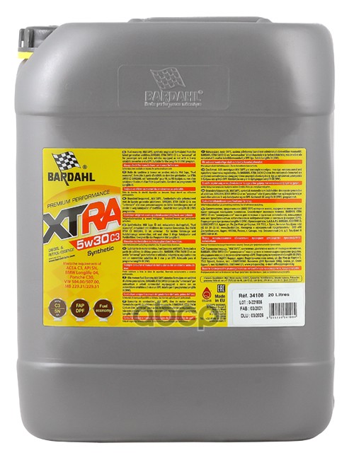 Bardahl 5W30 Xtra C3, Sn 20L (Синт. Моторное Масло)