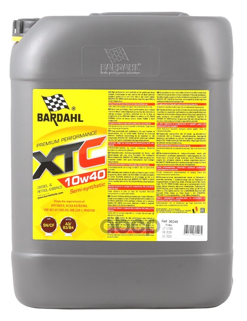 Bardahl 10W40 Xtc Sn/Cf 20L (Полусинт. Моторное Масло)