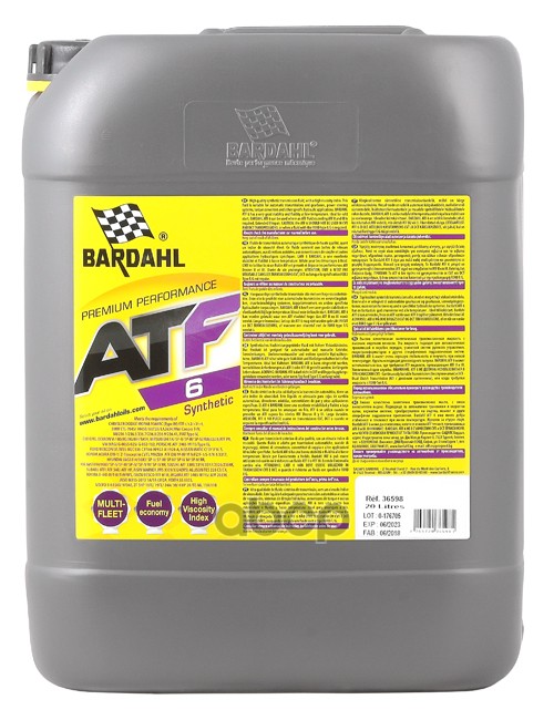 Масло трансмиссионное синтетическое BARDAHL ATF ATF VI 20л 36598 Bardahl арт. 36598