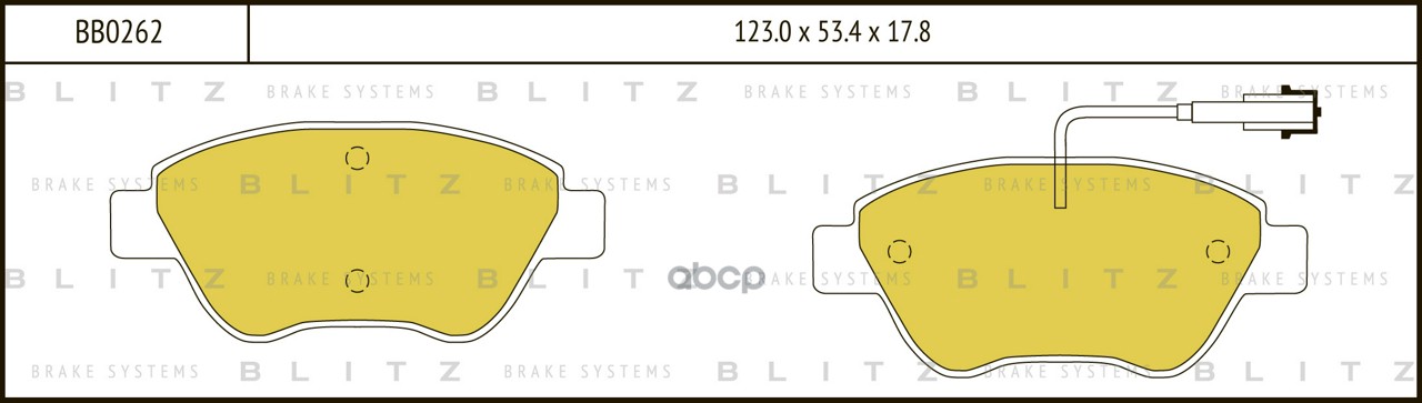 Колодки тормозные дисковые передние FIAT Gande Punto/Doblo/Idea/Stilo 01- BB0262 Blitz арт. BB0262