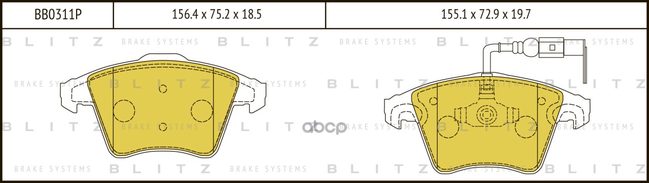 Колодки тормозные дисковые передние Blitz арт. BB0311P