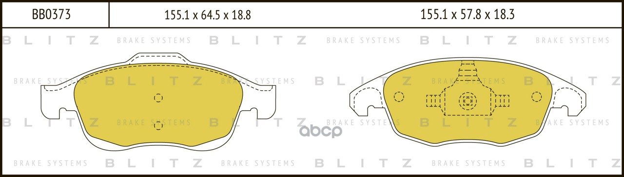 Колодки тормозные дисковые передние CITROEN C4 07- BB0373 Blitz арт. BB0373