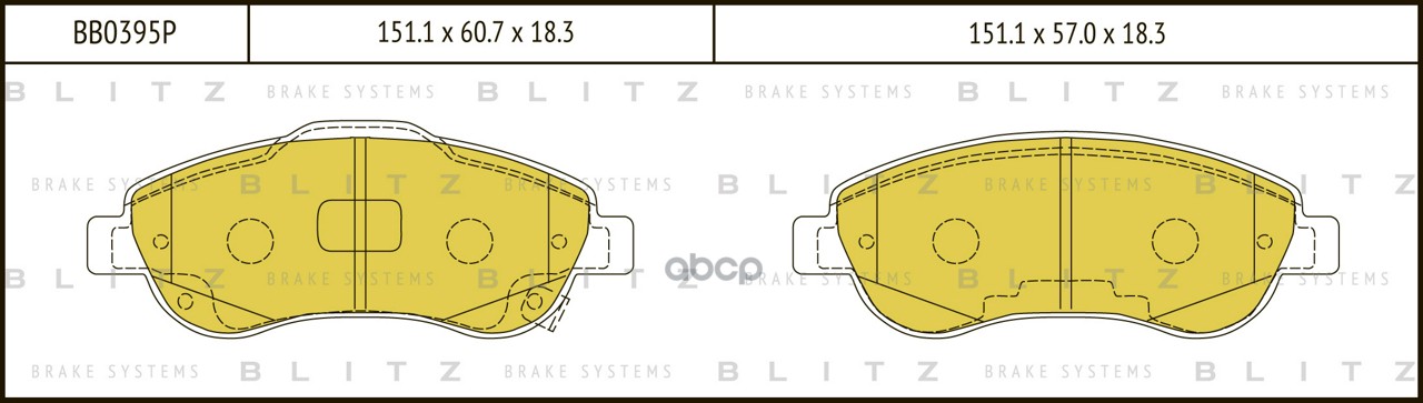 Колодки тормозные дисковые передние Blitz арт. BB0395P