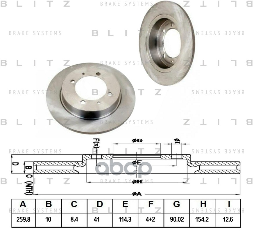 Диск тормозной задний MITSUBISHI Carisma/Space Star 95-VOLVO S40/V40 95- BS0163 Blitz арт. BS0163