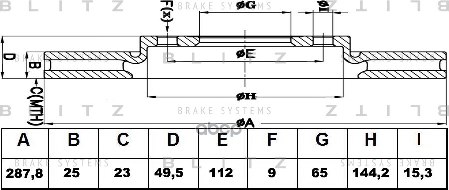 Диск тормозной передний вентилируемый AUDI A3 03-SEAT Altea/Toledo 03-VW Golf/Jetta/Touran 03-SKODA Octavia/Superb 03- BS0182...