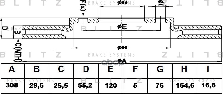 Диск тормозной передний вентилируемый VW Transporter/Multivan/Touareg 03- BS0212 Blitz арт. BS0212