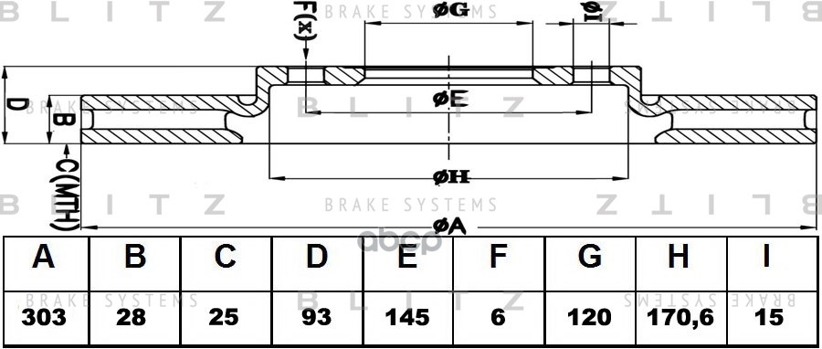 Диск тормозной задний вентилируемый MERCEDES Sprinter 06-VW Crafter 06- BS0234 Blitz арт. BS0234