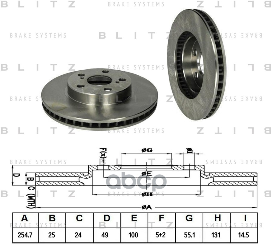 Диск тормозной передний вентилируемый TOYOTA Prius 09- BS0315 Blitz арт. BS0315