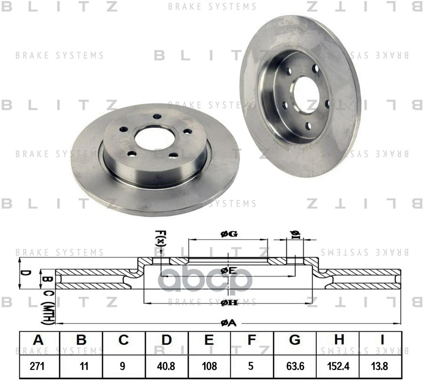 Диск тормозной задний Blitz арт. BS0331