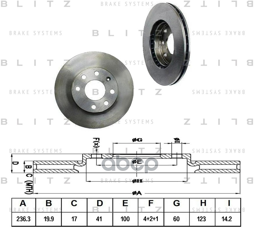 Диск тормозной передний вентилируемый DAEWOO Lanos/Nexia 95- BS0374 Blitz арт. BS0374