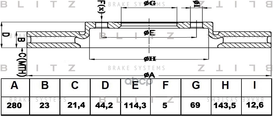 Диск тормозной передний вентилируемый KIA Cee'd 12- BS0462 Blitz арт. BS0462
