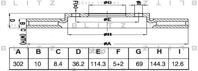 Диск тормозной задний MITSUBISHI ASX/Outlander 10- BS0484 Blitz арт. BS0484