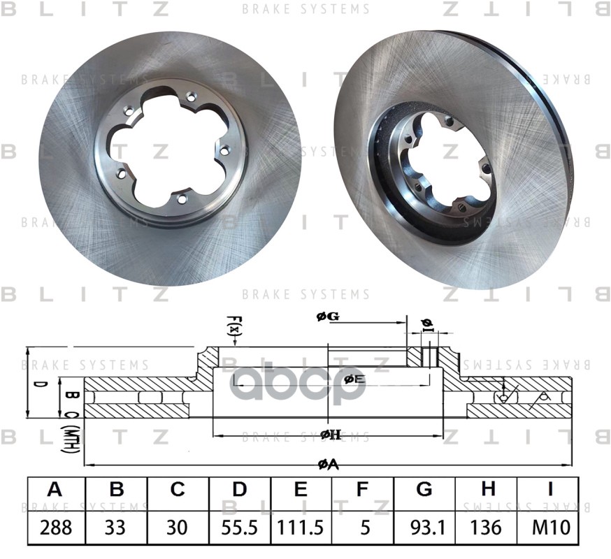 Диск тормозной передний вентилируемый FORD Tourneo 15-/ Transit 12- BS0564 Blitz арт. BS0564