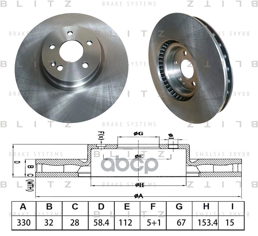 Диск тормозной передний вентилируемый Blitz арт. BS0642