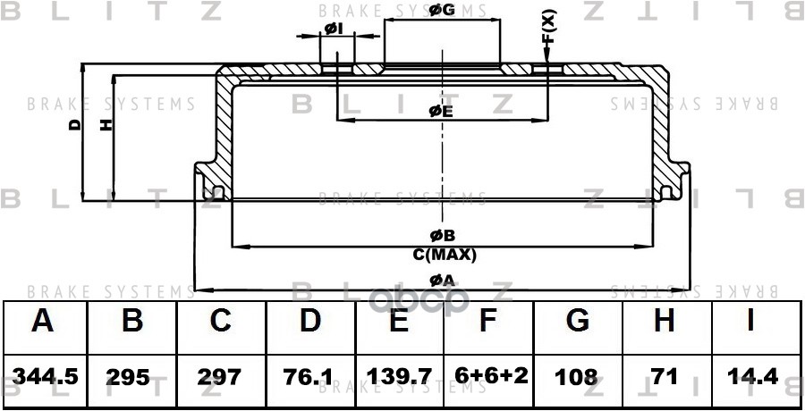Барабан тормозной TOYOTA Hilux 05- BT0145 Blitz арт. BT0145