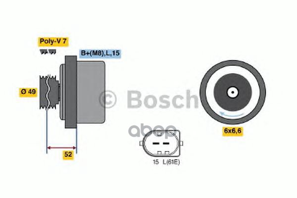 Генератор 14V 150A Bmw X5 (E53)  5 (E39). 7 (E38)  Range Rover Iii 4.4 V8 02-05 Bosch арт. 0986041750