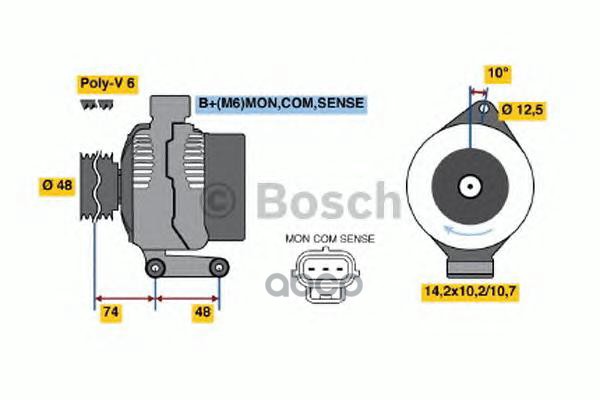 Генератор 14 v  80 a Bosch арт. 0986044701