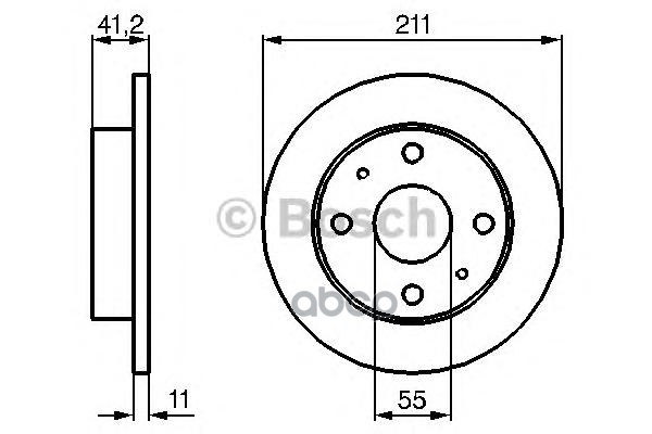 Диск Тормозной Daihatsu Charade 03 -, Cuore Iii 90-95, Cuore Vi 98-03, Cuore Vii 03 -, Cuore Viii 07 -, Trevis 06- Bosch арт....