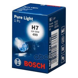 Лампа галогеновая головного света H7 PX26d Pure light 12V 55W картон 1шт Bosch арт. 1987302071