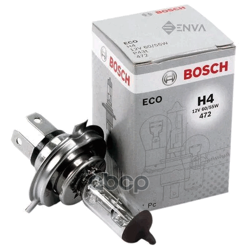 Лампа галогеновая головного света H4 P43t ECO 12V 60/55W Картон 1шт Bosch арт. 1987302803