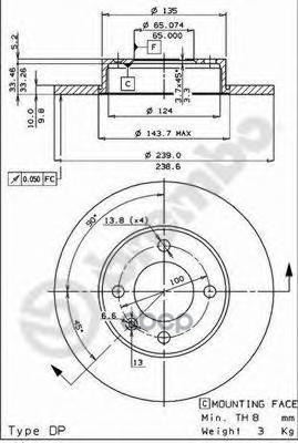 Диск Тормозной Standard | Перед | Brembo арт. 08263134