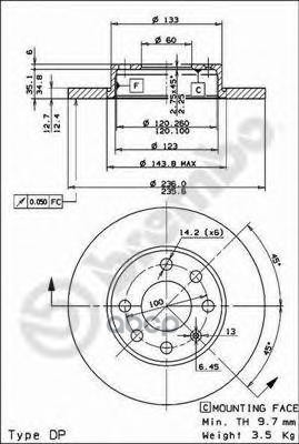 Диск Тормозной Передн Opel: Ascona C 81-88, Ascona C Хечбэк 81-88, Astra F 91-98, Astra F Van 91-96, Astra F Хечбэк 91-98, As...