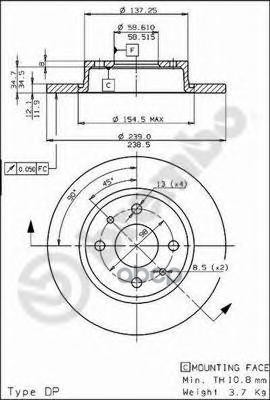 Диск тормозной передн. LADA SAMARA (2108  2109  2115  2113  2114) 01/86-12/13 / LADA SAMARA Saloon Brembo арт. 08.5211.10