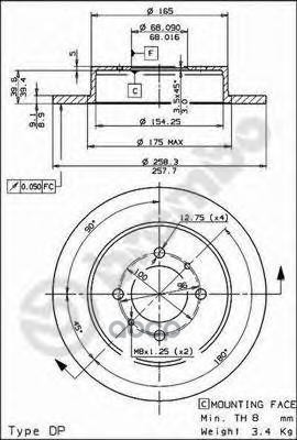 Диск Тормозной Standard | Зад | Brembo арт. 08544340