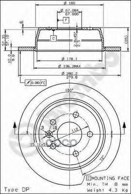 Диск Тормозной Задн Mercedes-Benz: V-Class 96-03, Vito Автобус 96-03, Vito Фургон 97-03 Brembo арт. 08.6968.10