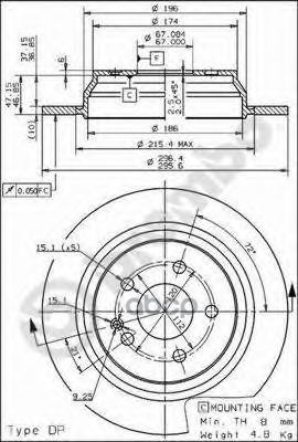 Диск тормозной задний невентилируемый 296мм Brembo арт. 08840510