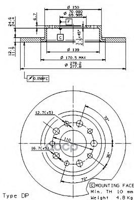 Диск Тормозной Uv Coated | Зад | Brembo арт. 08936411