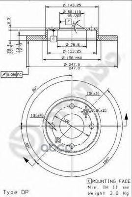 Диск Тормозной Standard | Перед | Brembo арт. 08960614