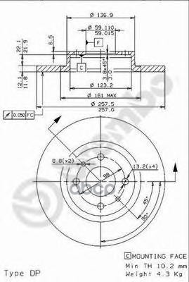 Диск Тормозной Передн Alfa Romeo: 145 94-99, 146 94-99, 155 93-97,  Fiat: Brava 95-01, Bravo 95-01, Marea 96-, Marea Weekend ...