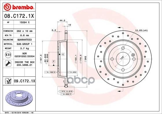 Диск Тормозной Задний Hyundai Solaris 10- / Hyundai: Accent Iv 10- Kia: Rio Iii 10- Brembo арт. 08.C172.1X