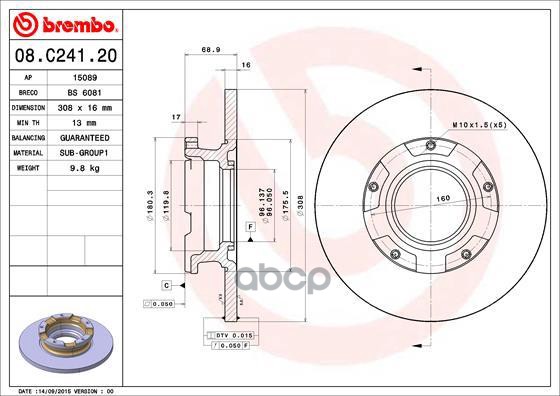 Диск Тормозной 08.C241.20 Brembo арт. 08.C241.20