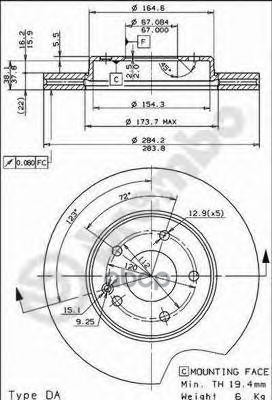 Диск Тормозной Передн Mercedes-Benz C-Class Estate (S202) (06/96-03/01) F / Mercedes-Benz C-Class (W202) (03/93-05/00) F Brem...