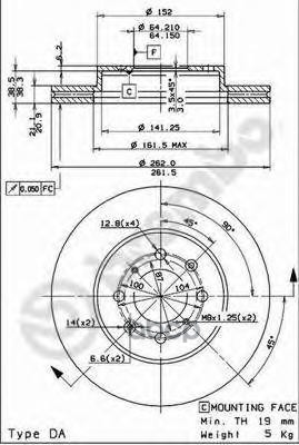 Диск тормозной передн. HONDA CIVIC IV Hatchback (EC  ED  EE) 09/87-10/93 / HONDA CIVIC V Coupe (EJ) Brembo арт. 09.5509.14