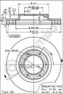 Диск Тормозной Передн Toyota: Land Cruiser 80 90-97 Brembo арт. 09.5914.10