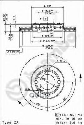 Диск Тормозной Передн Seat: Arosa 97-04,  Vw: Lupo 98-05, Polo 94-99, Polo 99-01, Polo Фургон 94-99, Polo Фургон 92-94 Brembo...