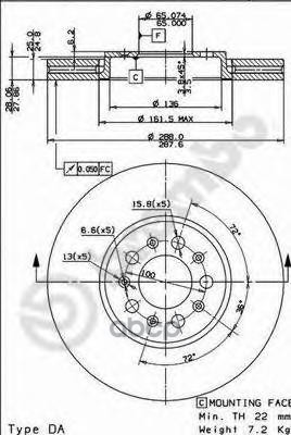 Диск тормозной Brembo Painted Disc 09.7010.21 Brembo арт. 09.7010.21
